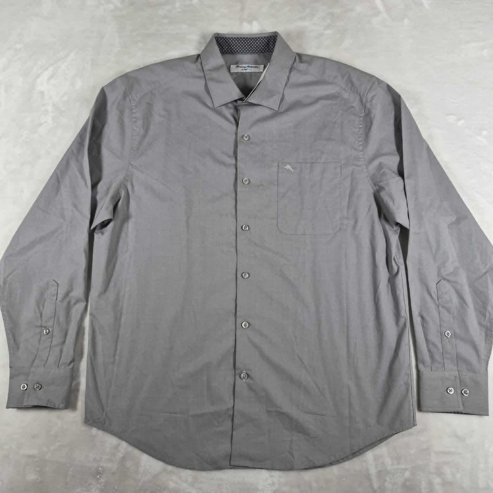 Tommy‎ Bahama IslandZone Newport Cove Button Down Shirt Men's Large Gray NWT